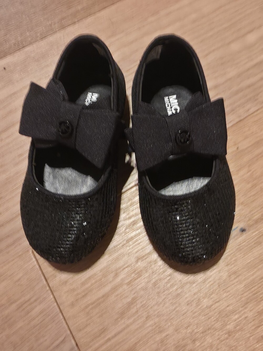 Michael Kors Kids Black Sequin Bow Mary Jane Flats